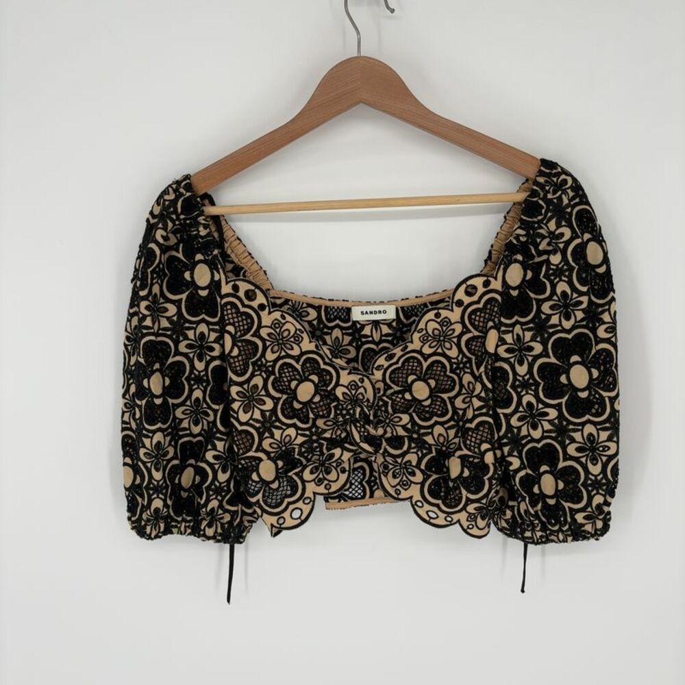 Sandro Embroidered Floral Top